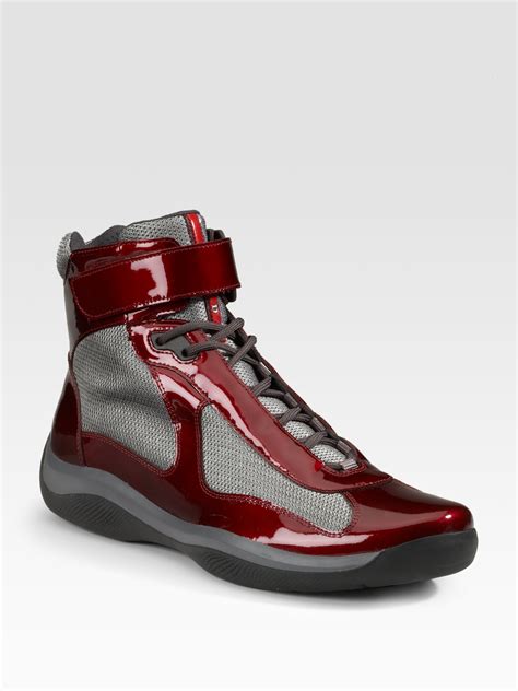 prada red patent sneakers|prada sneakers patent leather women.